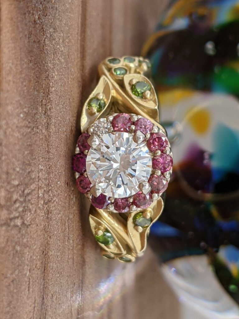 A gold diamond wedding ring