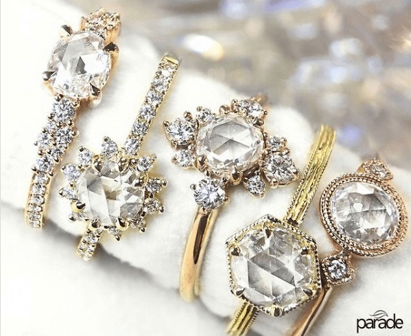 a row of diamond rings