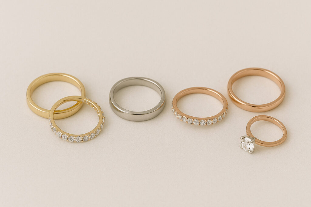 Matching engagement and wedding rings