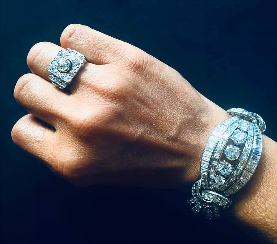 platinum ring and bracelet